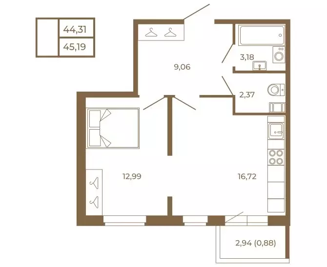 1-комнатная квартира: Сертолово, ЖК Новая История (45.19 м) - Фото 1