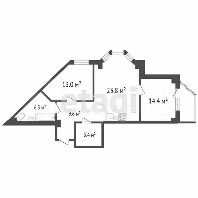 3-к. квартира, 71,5 м, 17/25 эт. - Фото 0