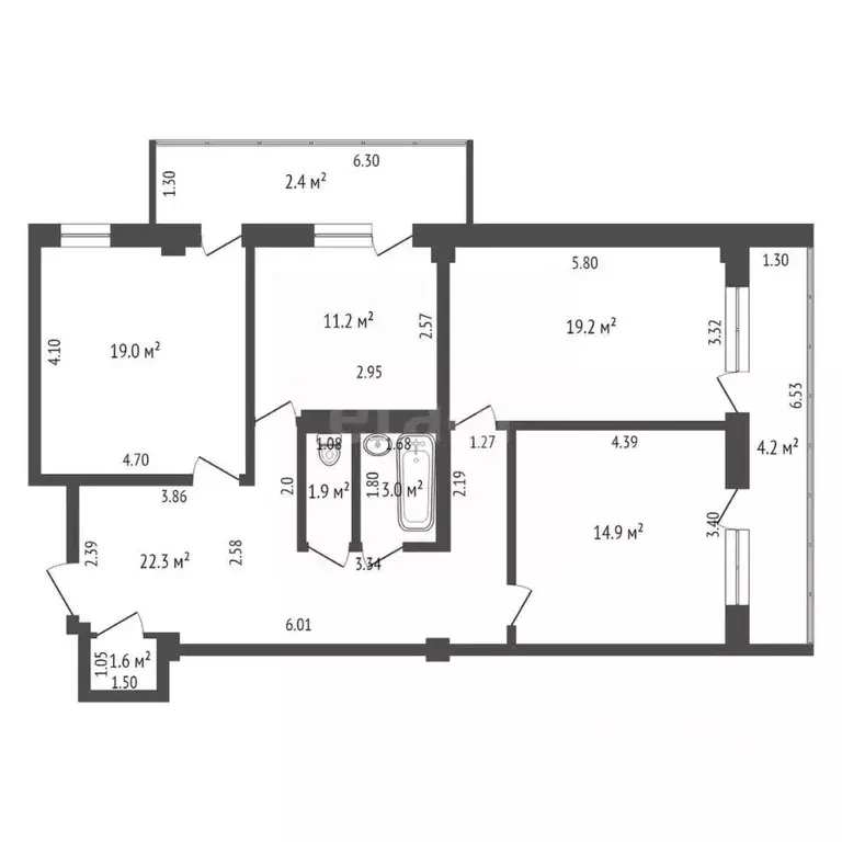 3-к кв. Ростовская область, Ростов-на-Дону ул. Нансена, 93с1 (93.1 м) - Фото 2