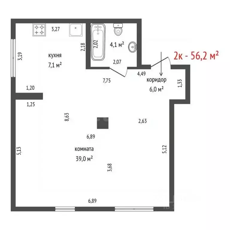 2-к кв. Свердловская область, Екатеринбург пер. Трамвайный, 2к2 (56.2 ... - Фото 2