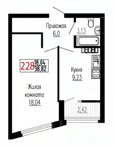 1-к кв. Свердловская область, Екатеринбург ул. Лыжников, 3 (38.5 м) - Фото 0