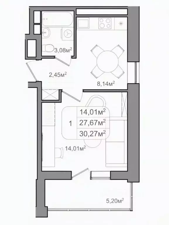 1-к кв. Волгоградская область, Волгоград ул. Чебышева, 38/1 (31.0 м) - Фото 2