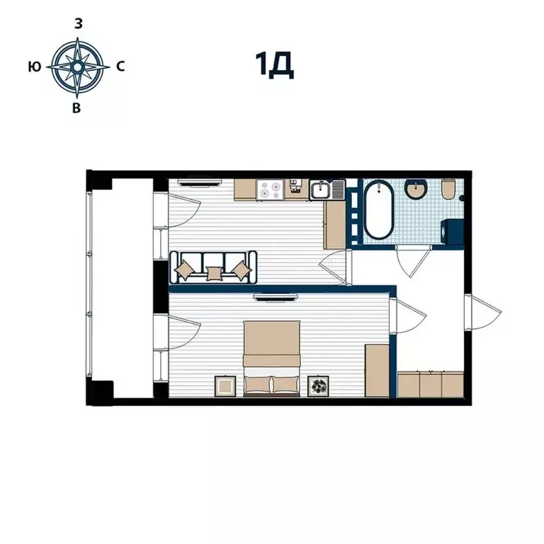 1-к кв. Приморский край, Владивосток ул. 2-я Поселковая (48.14 м) - Фото 0