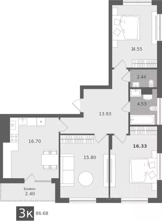 3-к кв. Калининградская область, Светлогорск Лесная Сказка жилой ... - Фото 1