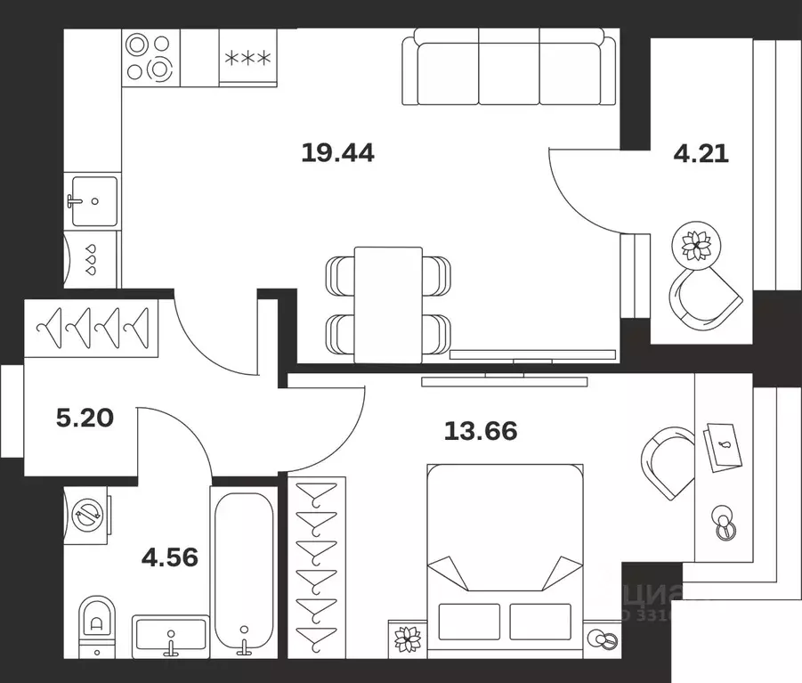 1-к кв. Тульская область, Тула городской округ, с. Осиновая Гора ул. ... - Фото 1