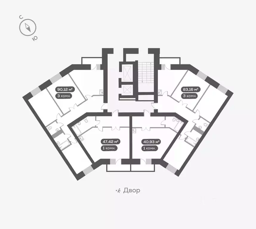 1-к кв. Красноярский край, Красноярск Взлетка мкр,  (40.93 м) - Фото 2