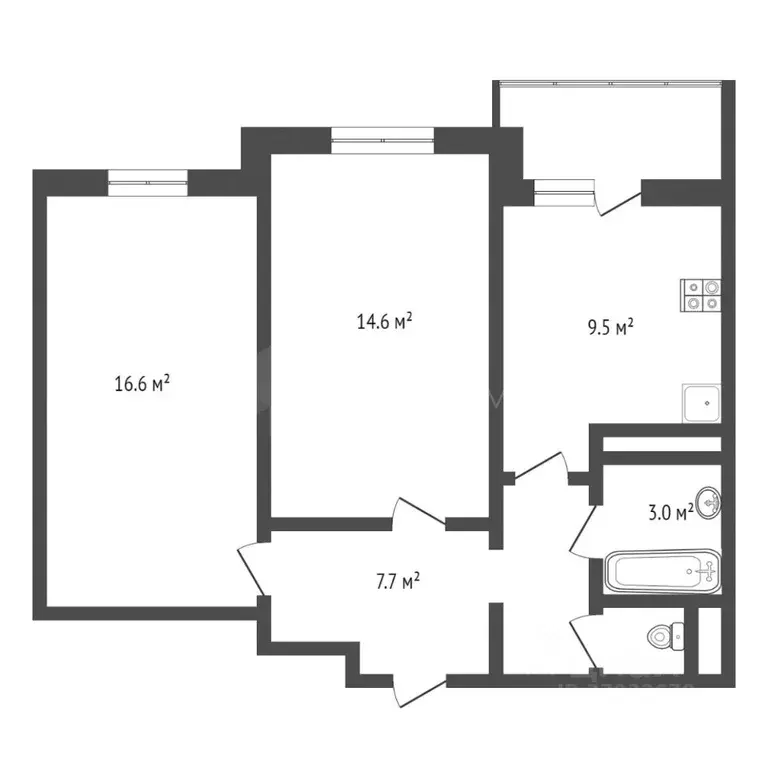 2-к кв. Тюменская область, Тюмень ул. Николая Федорова, 17 (52.5 м) - Фото 1