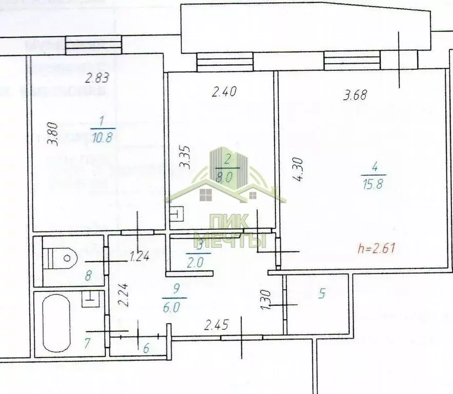2-к кв. Бурятия, Улан-Удэ ул. Жердева, 68 (48.5 м) - Фото 2