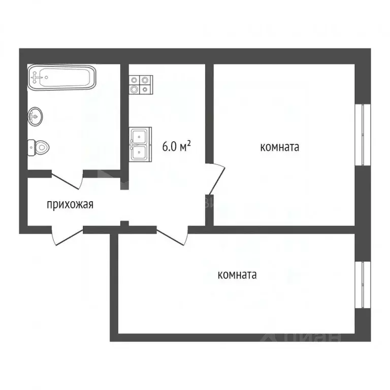 2-к кв. Тюменская область, Тюмень ул. 50 лет Октября, 63а (36.0 м) - Фото 2