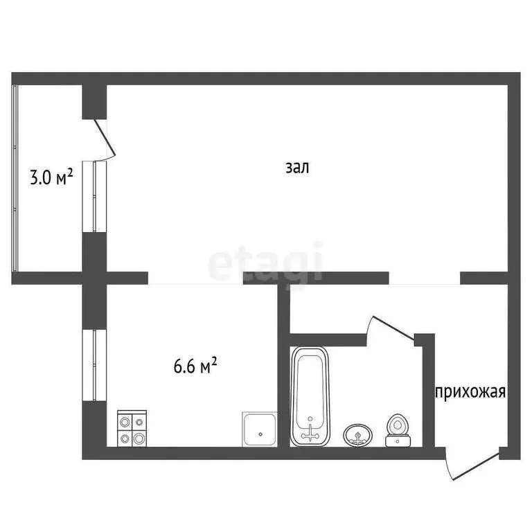 1-комнатная квартира: Чернушка, Коммунистическая улица, 35А (30.9 м) - Фото 0