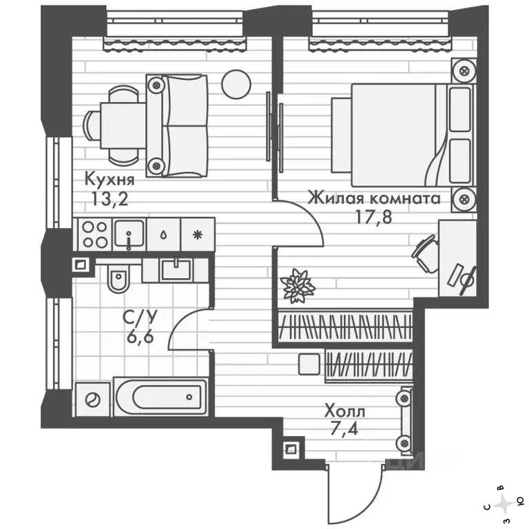 1-к кв. Нижегородская область, Нижний Новгород Черниговская ул. (45.0 ... - Фото 2