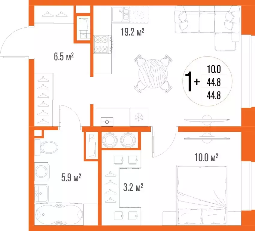 1-к кв. Астраханская область, Астрахань ул. Трофимова, 10 (44.8 м) - Фото 2