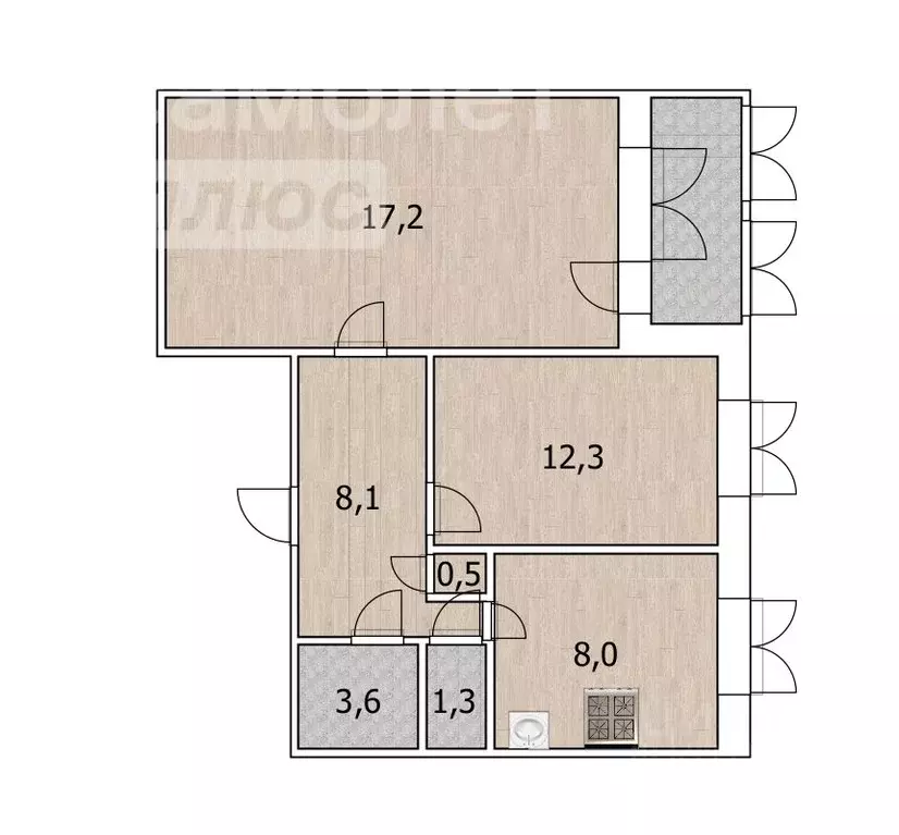 2-к кв. Башкортостан, Уфа ул. Максима Рыльского, 24/1 (52.0 м) - Фото 1