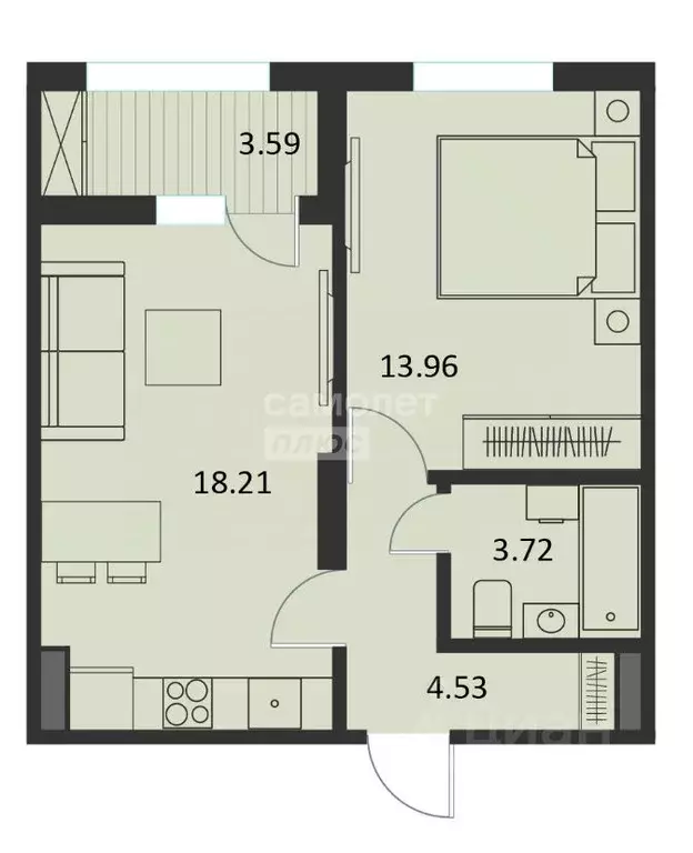 1-к кв. Курская область, Курск Хуторская ул., 33 (42.22 м) - Фото 1