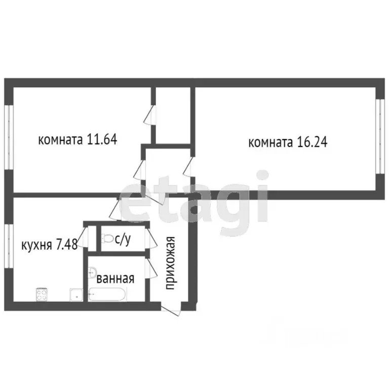 2-к кв. Санкт-Петербург ул. Новоселов, 31 (45.5 м) - Фото 2