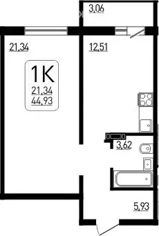 1-комнатная квартира: Новосибирск, улица Забалуева, с11 (43.4 м) - Фото 0