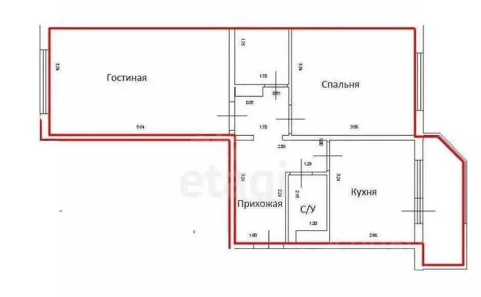 2-к кв. Сахалинская область, Южно-Сахалинск Крайняя ул., 33А (54.1 м) - Фото 2