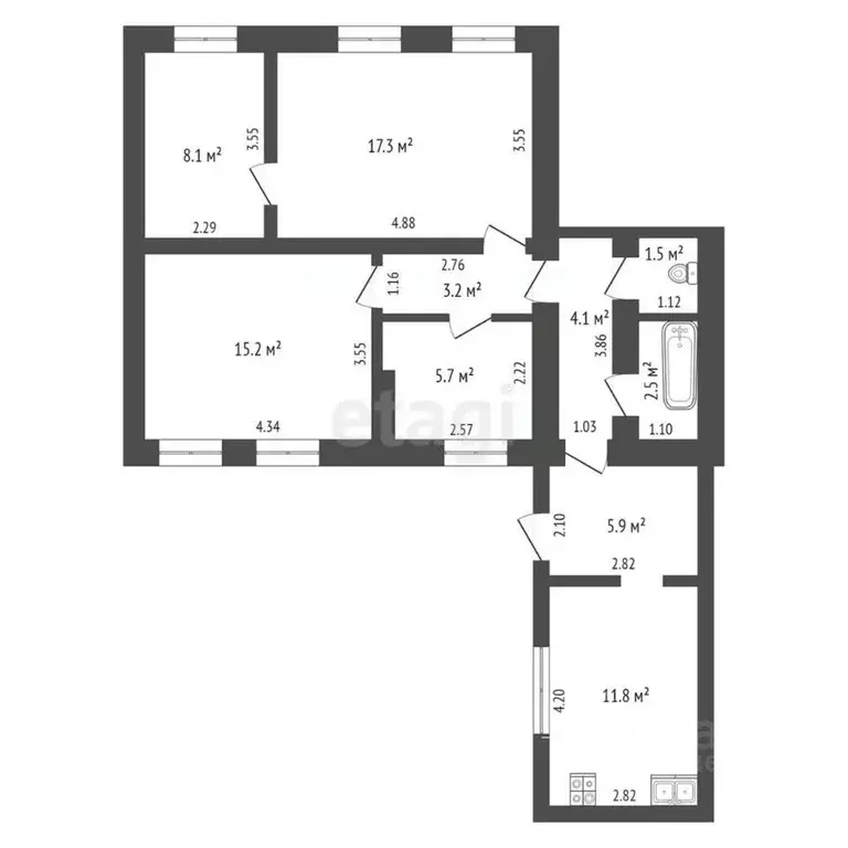 3-к кв. Крым, Сакский район, с. Уютное ул. Евпаторийская (75.3 м) - Фото 2