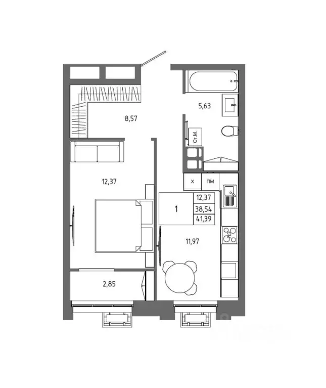 1-к кв. Волгоградская область, Волгоград 127-й кв-л,  (41.39 м) - Фото 1