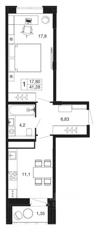 1-к кв. Московская область, Апрелевка Наро-Фоминский городской округ, ... - Фото 1