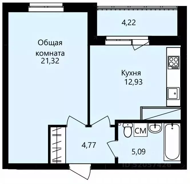 1-к кв. мордовия, саранск юбилейный жилрайон, 4-й мкр, (46.22 м) - Фото 0