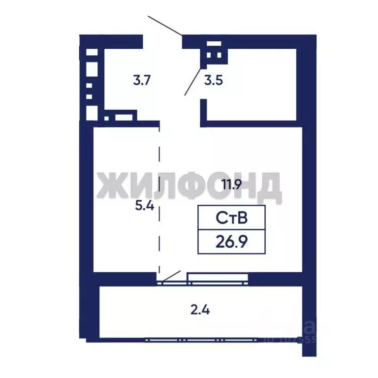 Квартира-студия: Новосибирск, улица Коминтерна, 89 (25 м) - Фото 1