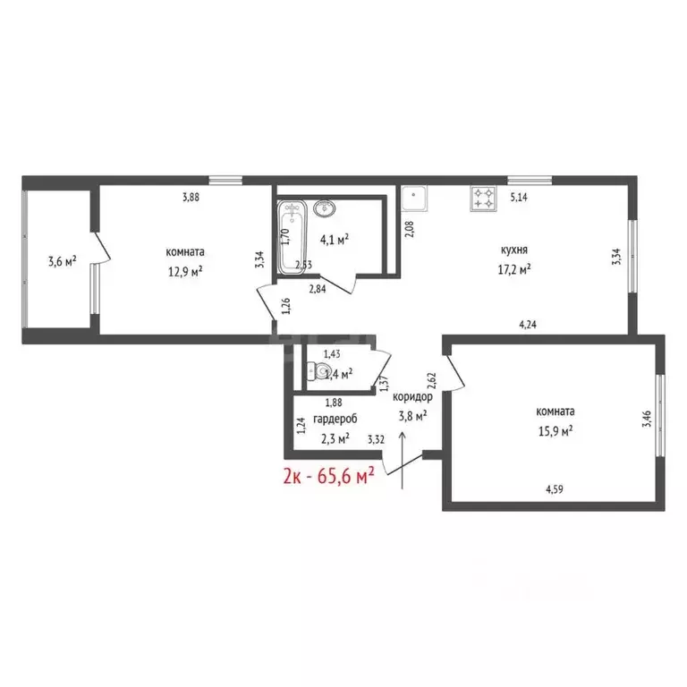 2-к кв. Свердловская область, Екатеринбург ул. Праздничная, 22 (65.6 ... - Фото 1