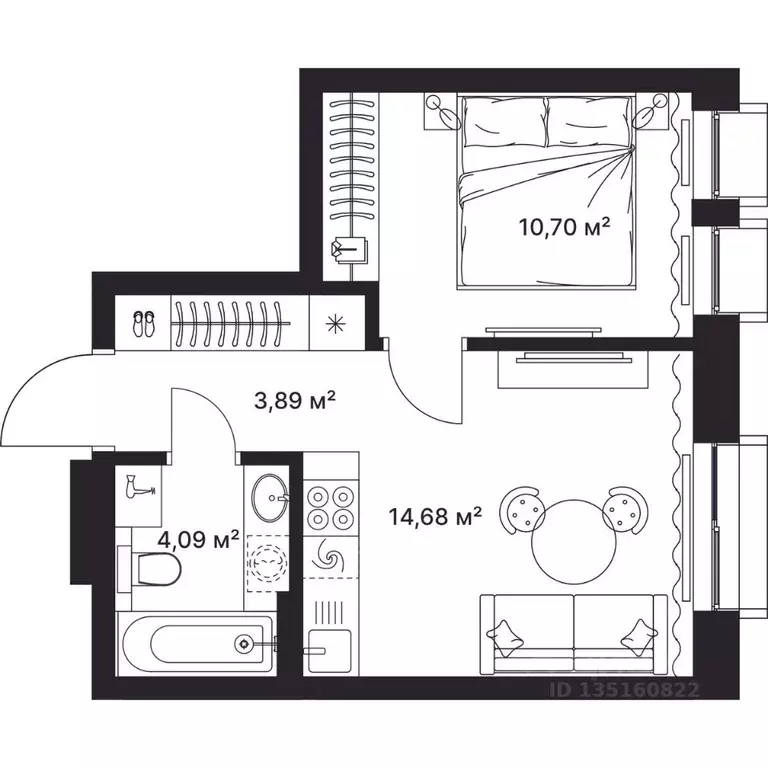 1-к кв. Владимирская область, Киржач ул. Свердлова, 10А (33.3 м) - Фото 1