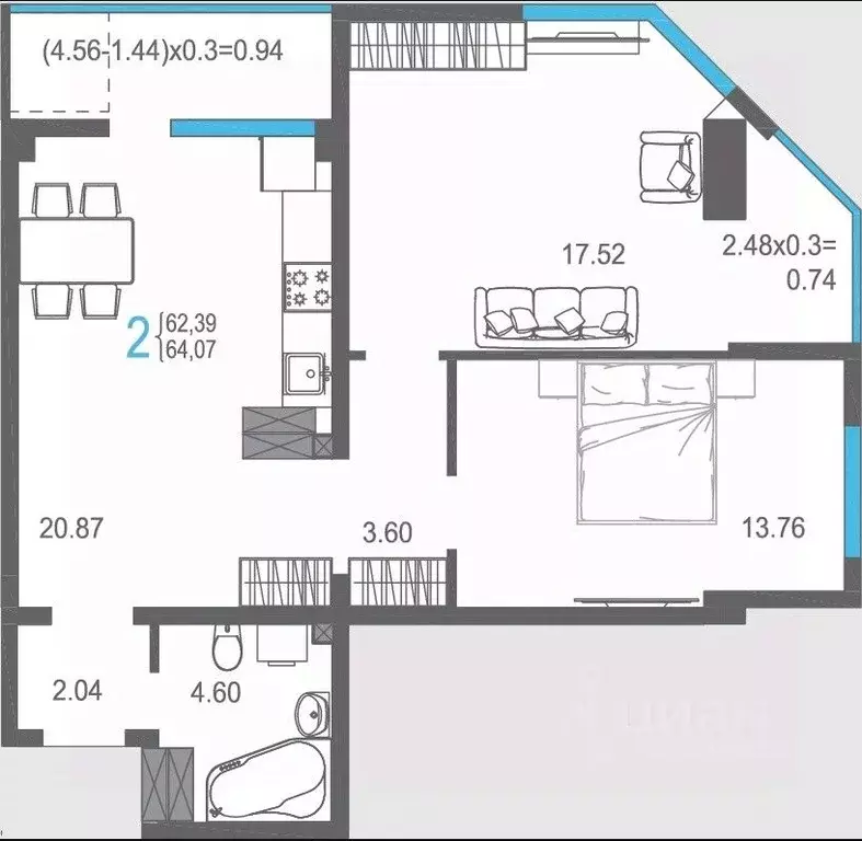 2-к кв. Крым, Ялта ул. Кирова, 155Ак1 (64.07 м) - Фото 0