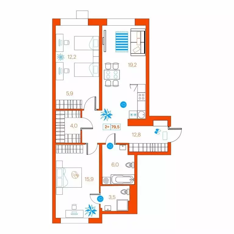 2-комнатная квартира: Тюмень, улица Ветеранов Труда, 36А/3 (79.5 м) - Фото 0