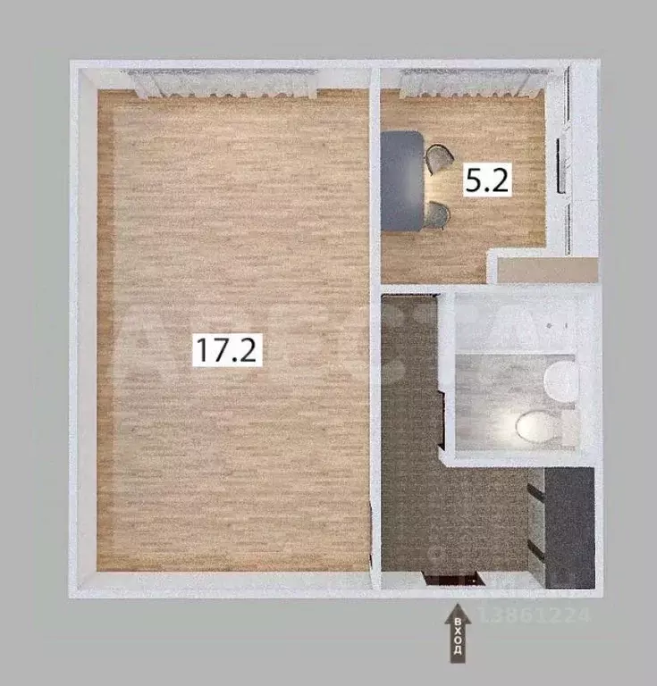 1-к кв. Омская область, Омск Звездная ул., 2Г (30.0 м) - Фото 2