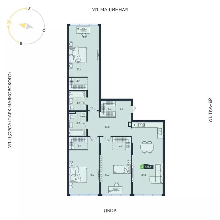 3-комнатная квартира: Екатеринбург, Машинная улица, 1В/2 (123.6 м) - Фото 1