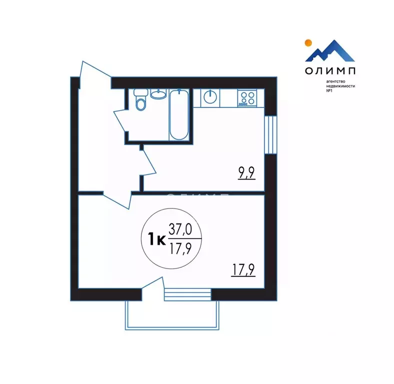 1-к кв. Вологодская область, Вологда ул. Пугачева, 13 (37.0 м) - Фото 2