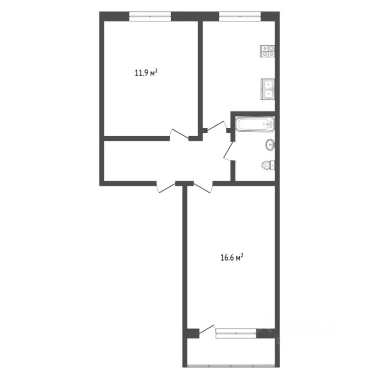2-к кв. Тюменская область, Тюмень ул. Жуковского, 90 (46.0 м) - Фото 2