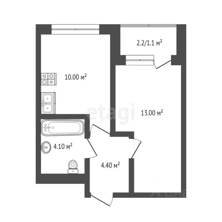 1-к кв. Тюменская область, Тюмень ул. Муравленко, 3к1 (38.0 м) - Фото 2