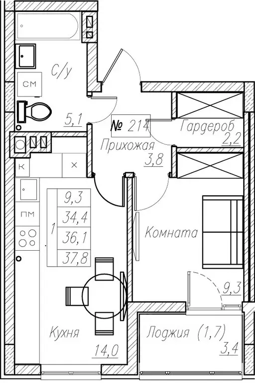 1-к кв. Калининградская область, Пионерский  (36.1 м) - Фото 1