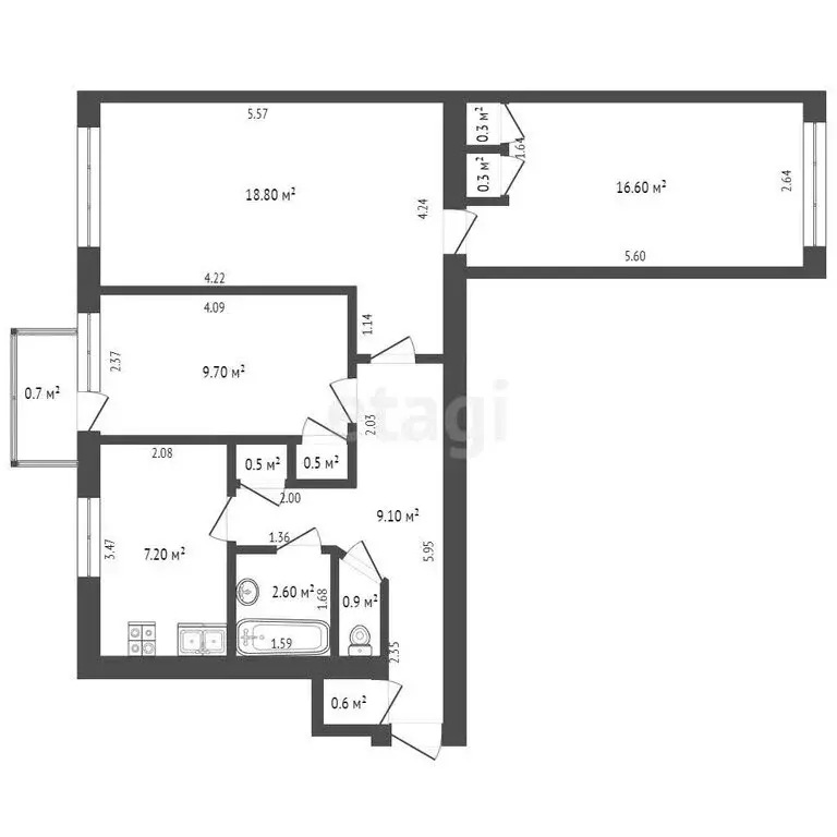 3-комнатная квартира: Гусев, Сосновый переулок, 1 (64 м) - Фото 1