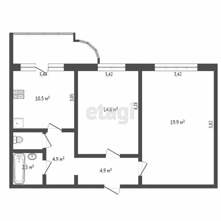 2-комнатная квартира: Тверь, 1-я улица Вагонников, 46 (72 м) - Фото 0
