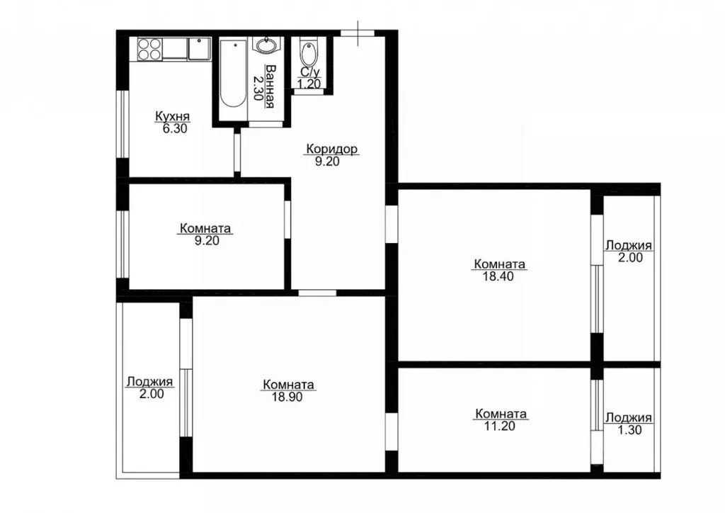 4-к кв. Санкт-Петербург ул. Сикейроса, 21к1А (76.3 м) - Фото 1