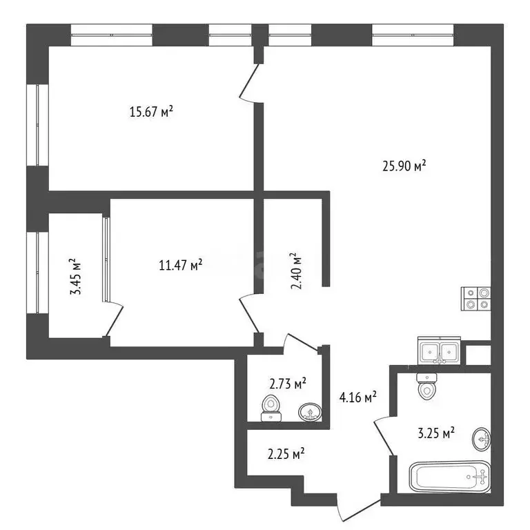 3-комнатная квартира: Тюмень, улица Тимофея Чаркова, 93 (79.81 м) - Фото 0