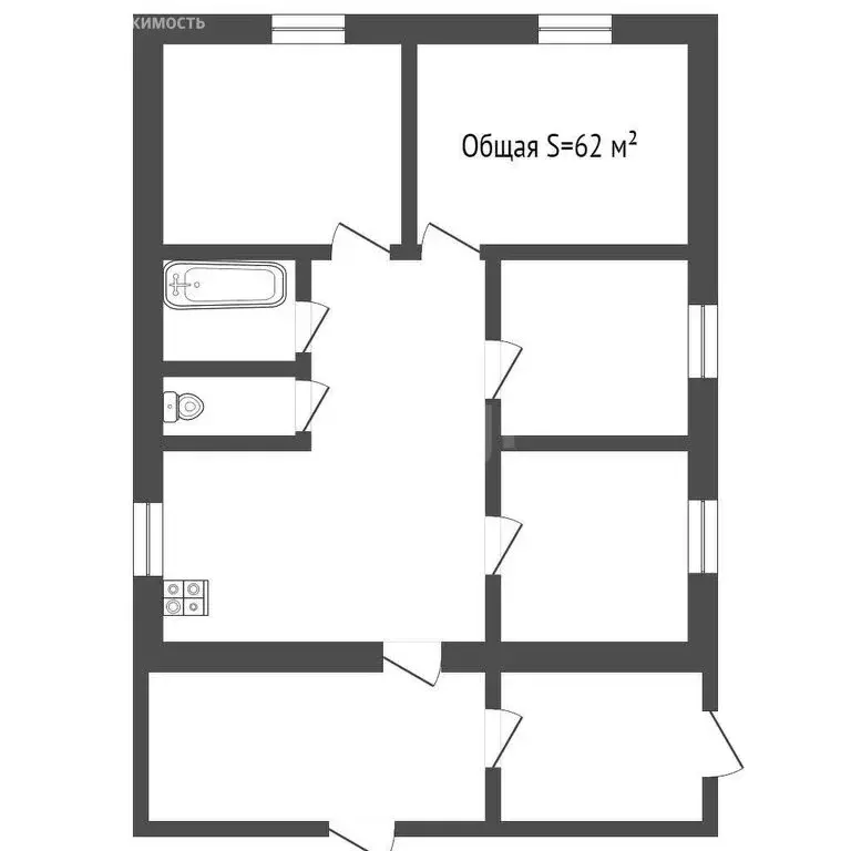 Дом в деревня Зеледеево, Советская улица (62 м) - Фото 1
