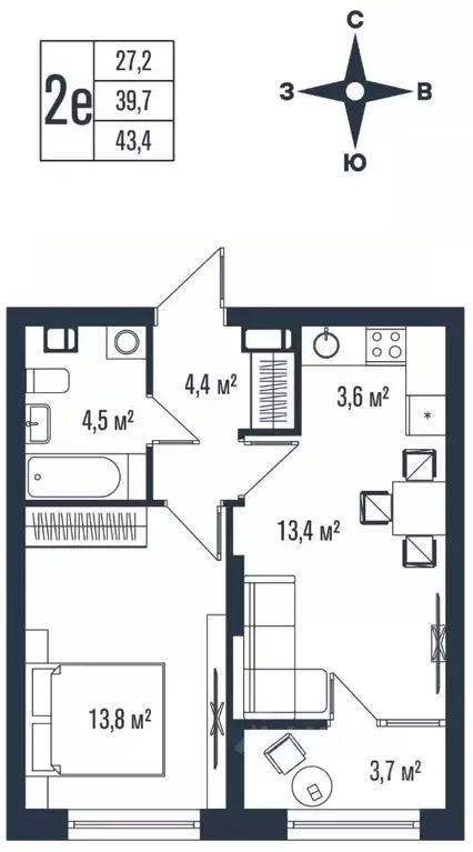 2-к кв. Приморский край, Владивосток ул. Тухачевского, 33к2 (43.4 м) - Фото 1