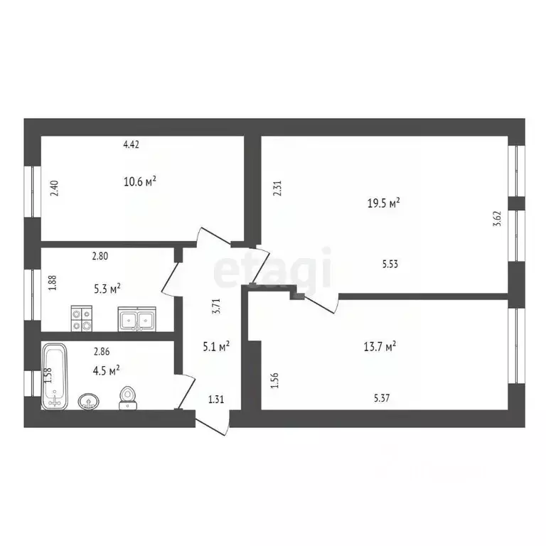 3-к кв. Забайкальский край, Чита ул. Амурская, 103А (58.7 м) - Фото 1