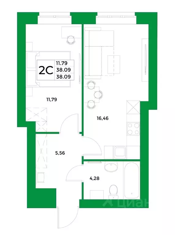 1-к кв. Башкортостан, Уфимский район, Зубовский сельсовет, с. Зубово ... - Фото 1