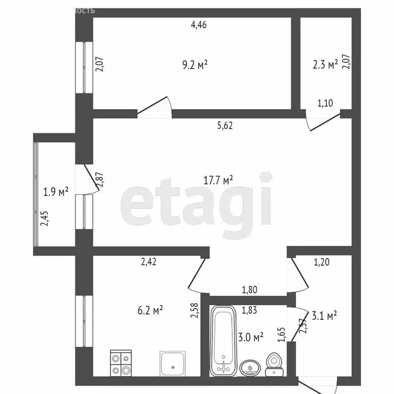 2-комнатная квартира: Петропавловск-Камчатский, Комсомольская улица, 2 ... - Фото 1