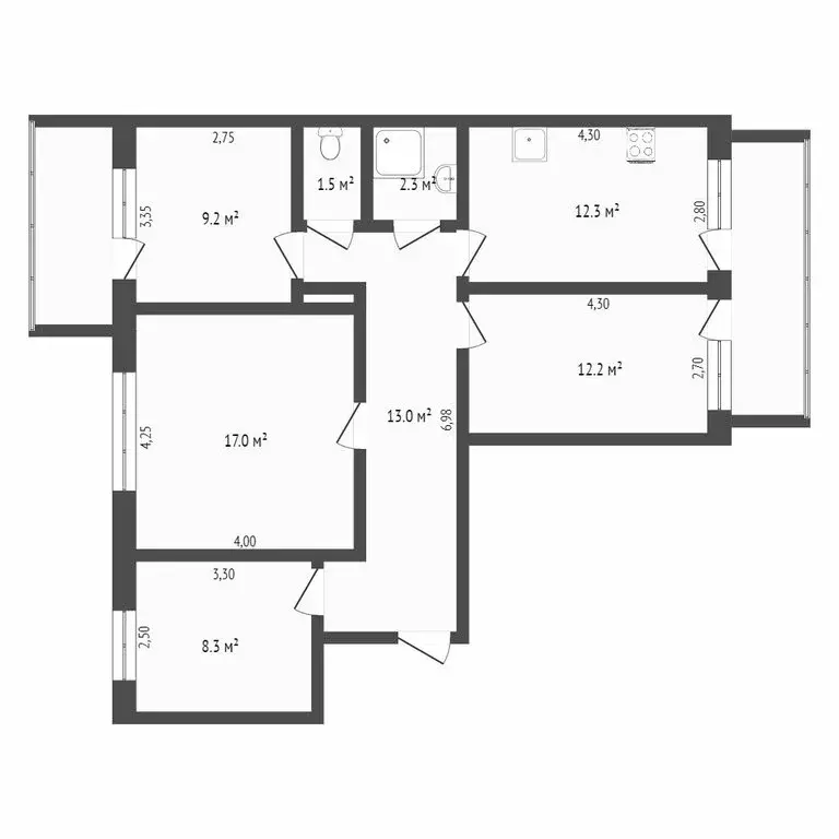 4-комнатная квартира: Миасс, улица Колесова, 7 (88.5 м) - Фото 1