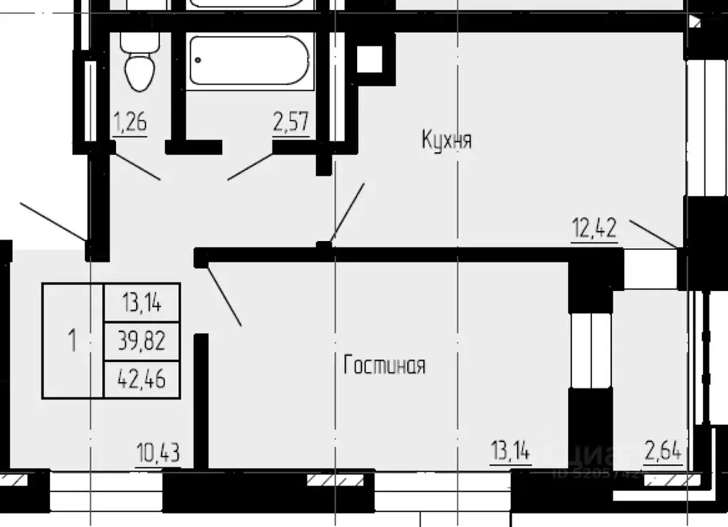 1-к кв. Саха (Якутия), Якутск 16-й кв-л,  (42.46 м) - Фото 0