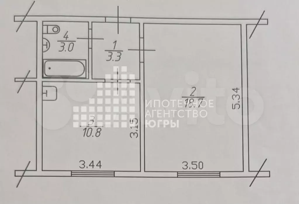 1-к. квартира, 35,8 м, 1/2 эт. - Фото 0