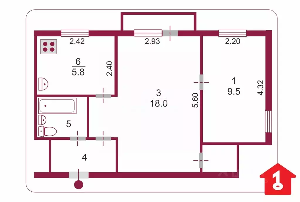 2-к кв. Омская область, Омск Городок Нефтяников мкр, ул. 22 Апреля, 7 ... - Фото 2
