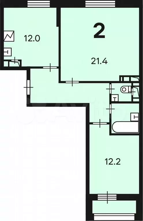 Аукцион: 2-к. квартира, 59,1 м, 2/20 эт. - Фото 1